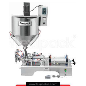 SEMI AUTOMATIC 2 NOZZLE PISTON FILLING MACHINE WITH STIRRER AND HEATER