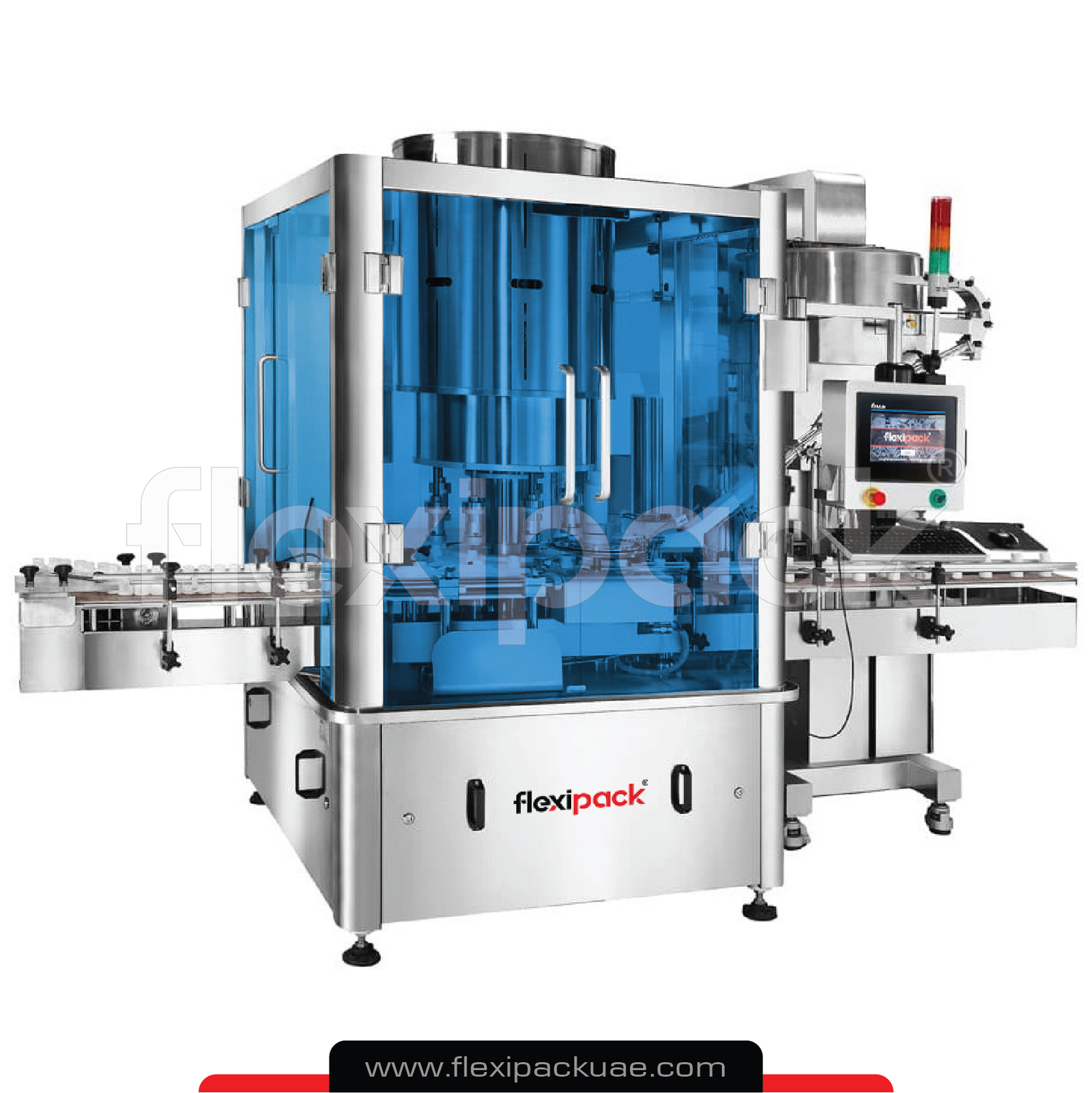 AUTOMATIC MULTI HEADS ROTARY SCREW CAPPING MACHINE – FLEXI PACK MACHINERY